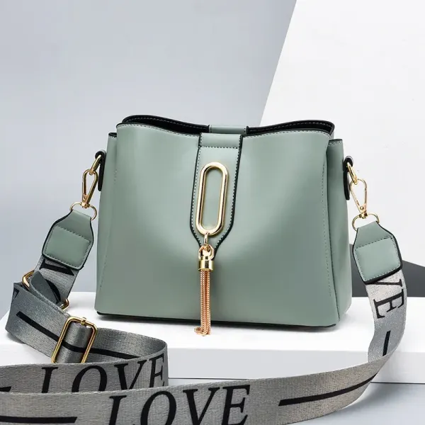 Fashion Solid Color PU Leather Women Shoulder Bag With Metal Button And Zipper Closure, Medium Size