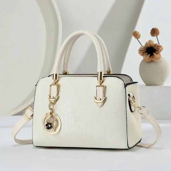 Women’s Snakeskin Pattern Square Handbag In PU Leather With Ornament Detail