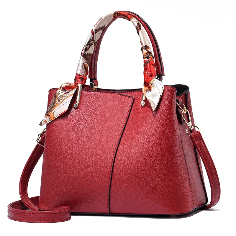 Classic Style Large Solid Color Women’s PU Leather Tote Bag With Zipper Closure