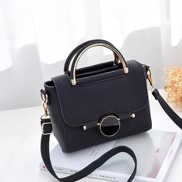 Fashion Solid Color Medium PU Leather Women Crossbody Bag With Flip Cover Closure