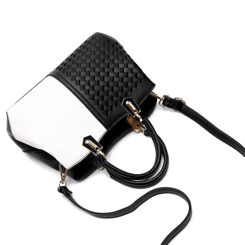 Woven-Pattern Vegan Leather Crossbody Bag
