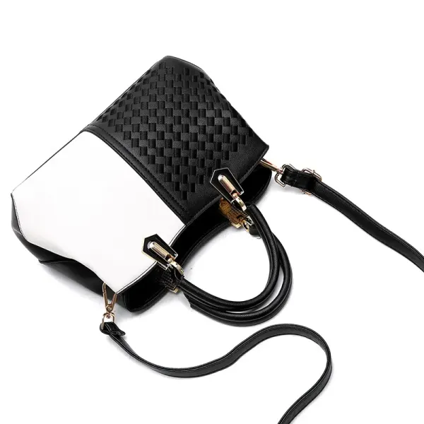 Woven-Pattern Vegan Leather Crossbody Bag