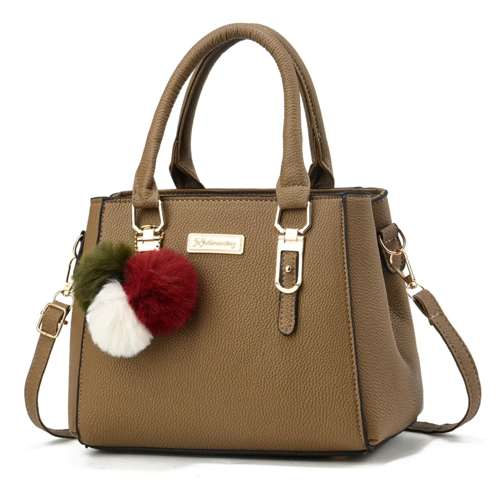 Women’s Square PU Tote Bag With Sewing Thread Detail, Single Shoulder Strap