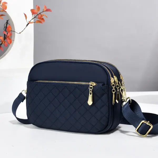 Square Canvas Crossbody Bag For Women In Solid Color Featuring Sewing Thread Detail And Single Shoulder Strap