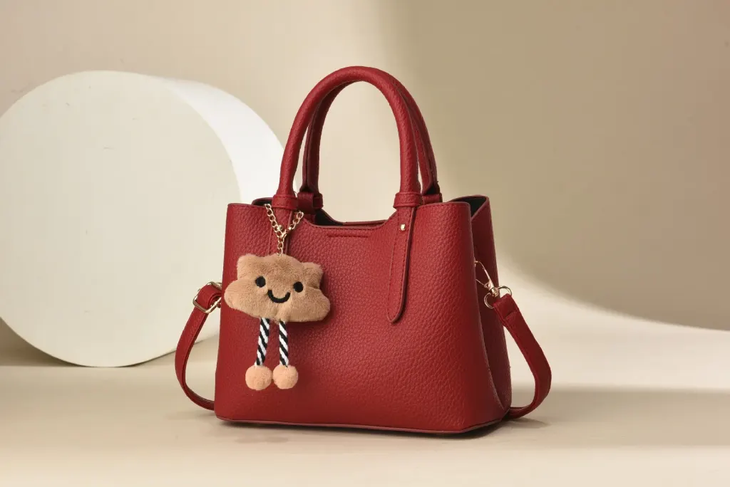 Women’s Square PU Leather Handbag With Sewing Thread Detail, Large Capacity, Single Shoulder Strap