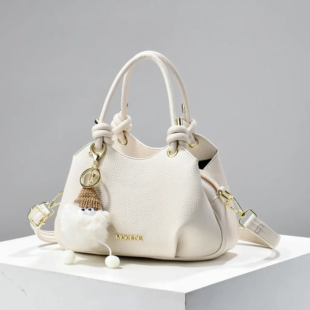 Women’s PU Leather Bucket Handbag With Sewing Thread Detail, Summer Style Featuring Top Handle