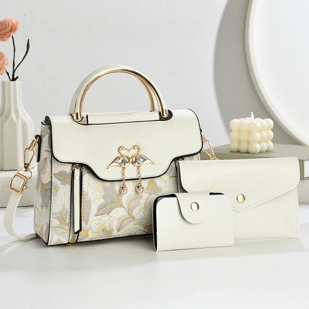 Women’s Color Block Square Handbag In PU Leather With Sewing Thread Detail