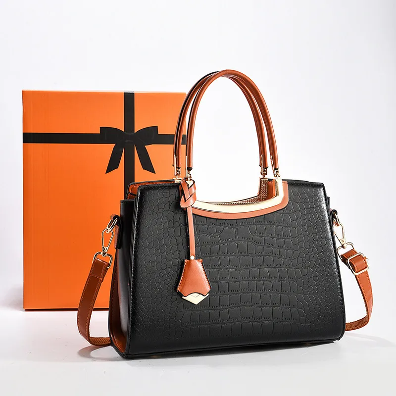 Medium Square PU Tote Bag For Women In Multicolor With Zipper Closure, Business Style Shoulder Bag