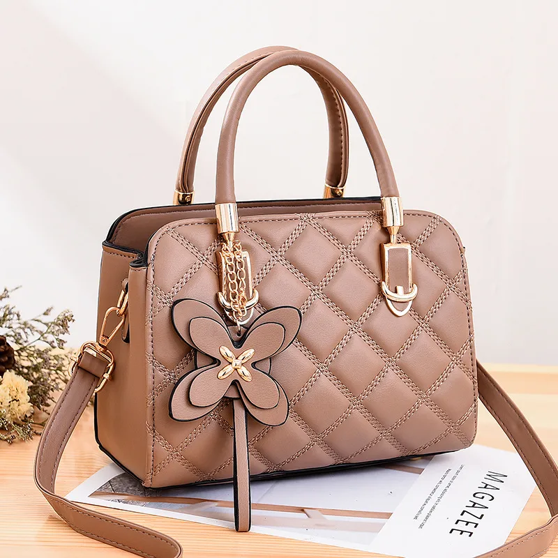 Solid Color Medium PU Leather Top Handle Bag For Women With Zipper Closure, Basic Style Shoulder Bag