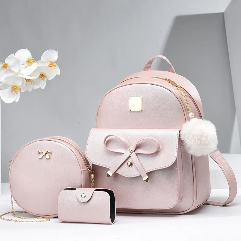 Large Solid Color PU Leather Fashion Backpack For Women Featuring Zipper Closure In Streetwear Style Main image