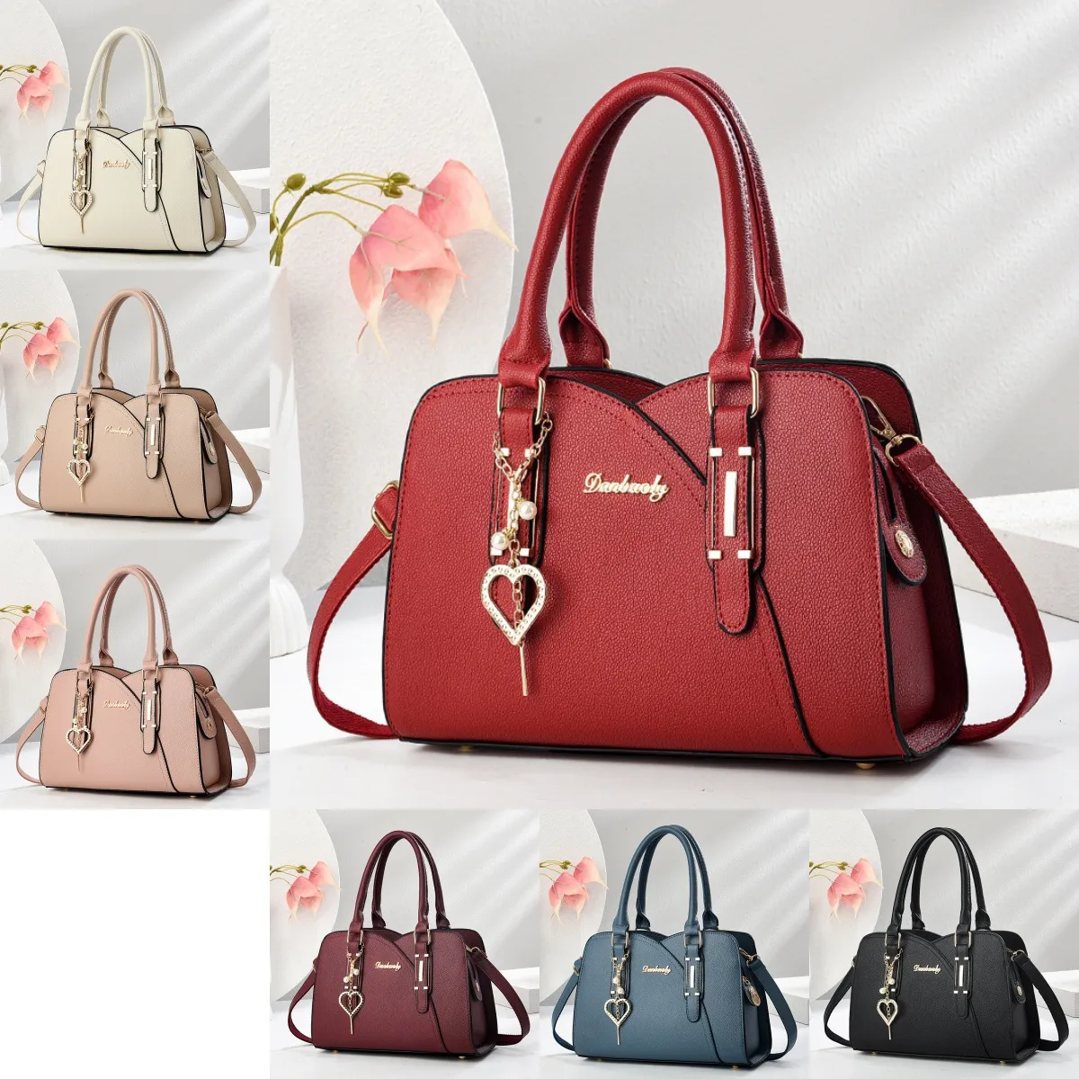 Elegant Solid Color Square PU Leather Shoulder Bag For Women With Zipper Closure Main image