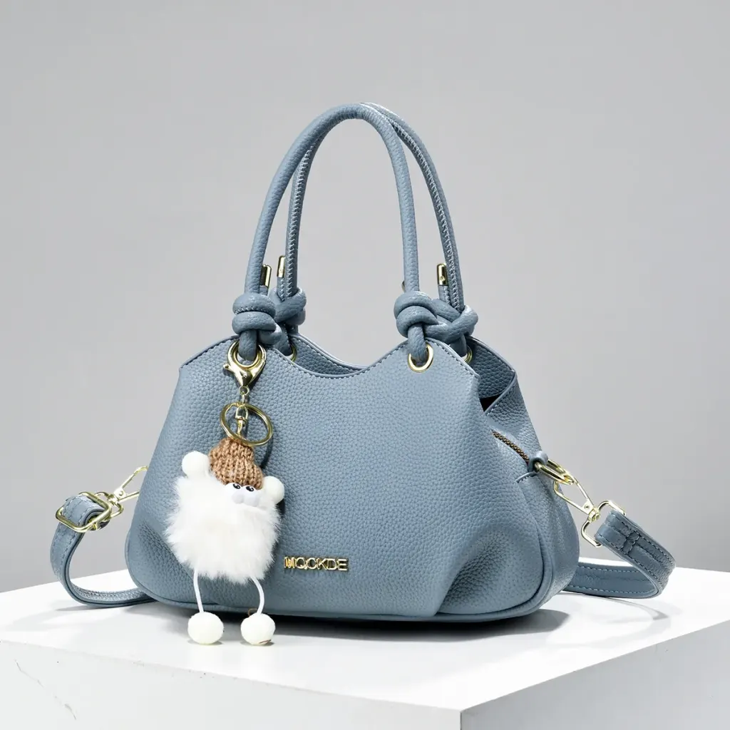 Women’s PU Leather Bucket Handbag With Sewing Thread Detail, Summer Style Featuring Top Handle