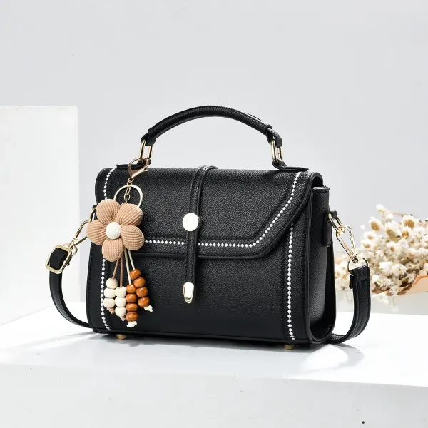 Women’s Square Bag In PU Leather Featuring Sewing Thread Design With Top Handle, Stylish Small Square Bag