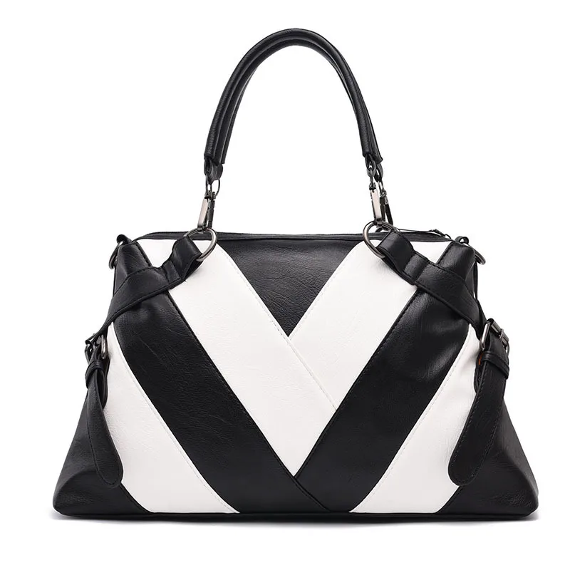 Large Plaid Soft European Style PU Leather Shoulder Bag For Women With Zipper Closure