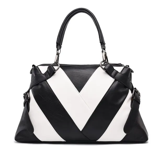 Large Plaid Soft European Style PU Leather Shoulder Bag For Women With Zipper Closure