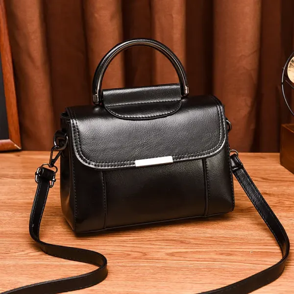 Solid Color Medium Square Women PU Leather Shoulder Bag With Flip Cover In Vintage European And American Style
