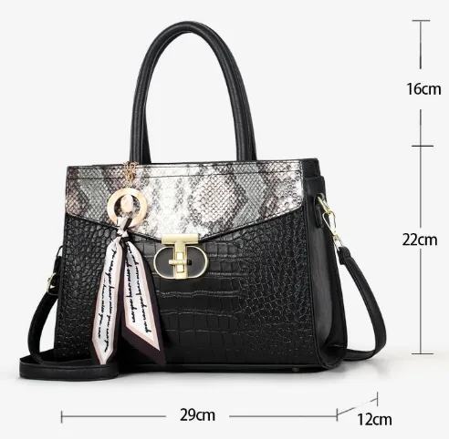 Medium Square PU Tote Bag For Women In Multicolor Streetwear Style With Zipper Closure