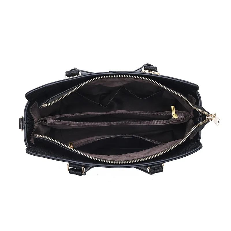 Elegant Large Square PU Tote Bag For Women With Braid Detail And Zipper Closure Featuring Leaves Pattern