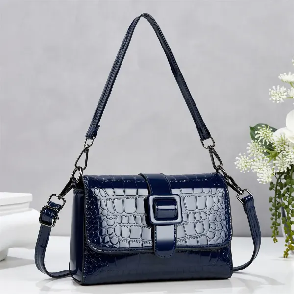 Women’s Crocodile Pattern PU Leather Square Underarm Bag With Lock