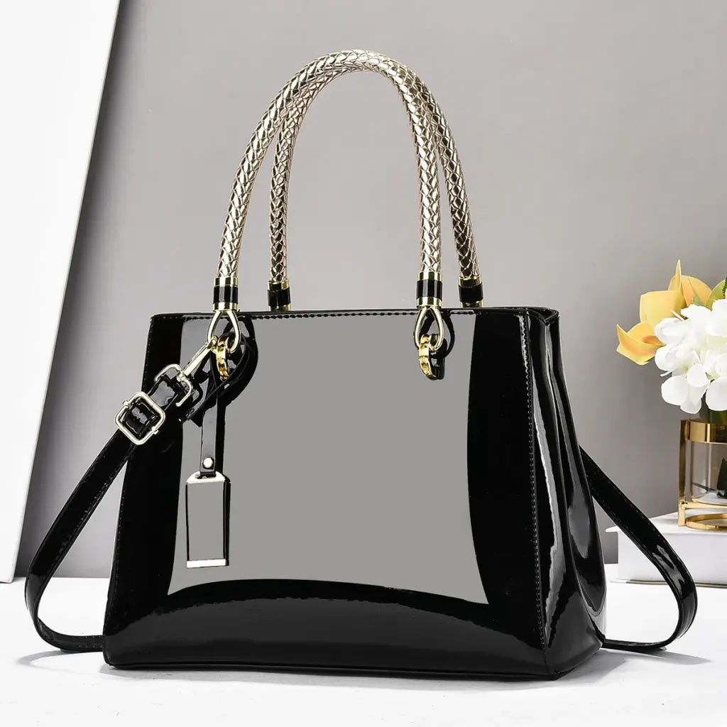 Square PU Leather Shoulder Bag With Sewing Thread Detail, Large Capacity, Single Shoulder Strap