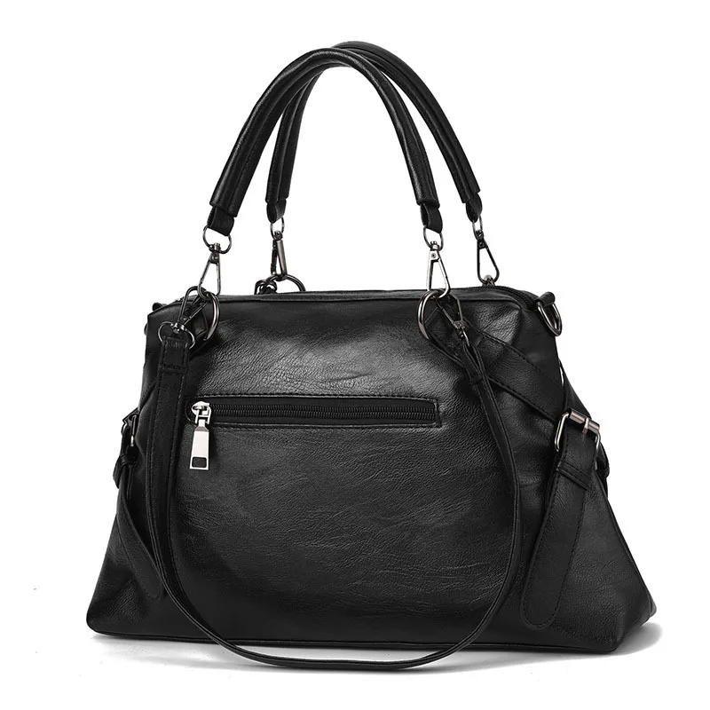Large Plaid Soft European Style PU Leather Shoulder Bag For Women With Zipper Closure