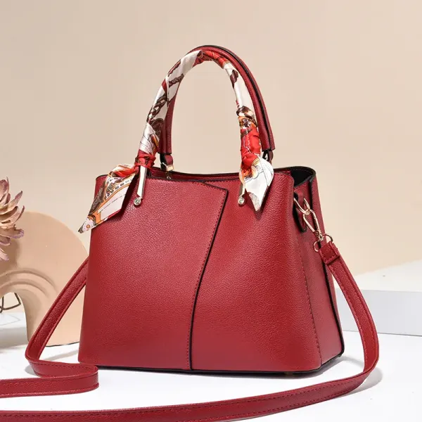 Classic Style Large Solid Color Women’s PU Leather Tote Bag With Zipper Closure