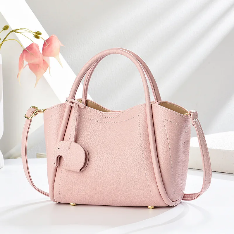 Solid Color PU Leather Bucket Handbag For Women With Top Handle, Stylish And Practical