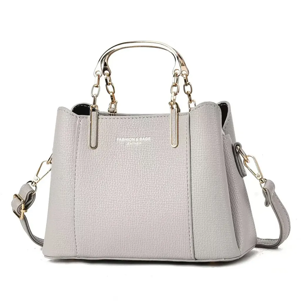 Square PU Leather Shoulder Bag For Women In Solid Color With Sewing Thread Accent And Top Handle