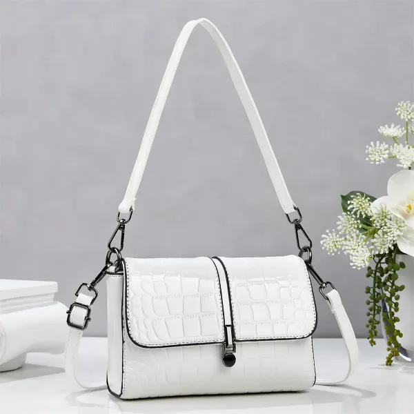 Women’s Crocodile Pattern Square Underarm Bag In PU Leather With Sewing Thread Detail