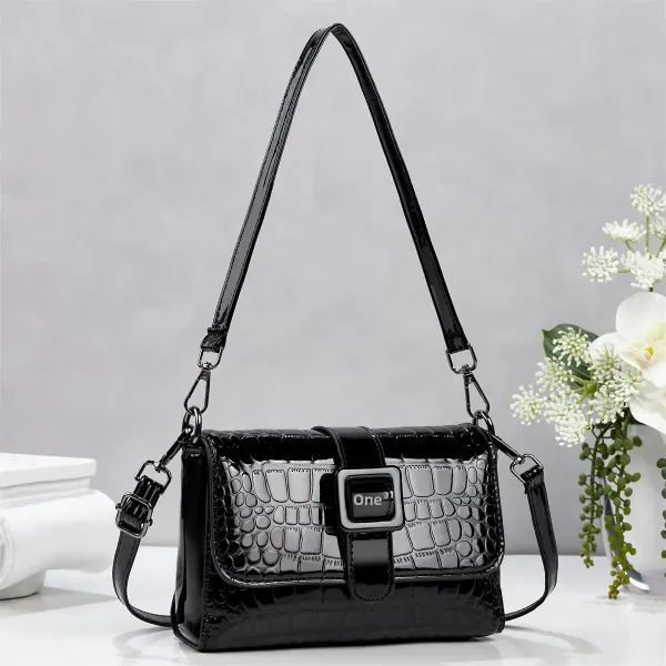 Women’s Crocodile Pattern PU Leather Square Underarm Bag With Lock