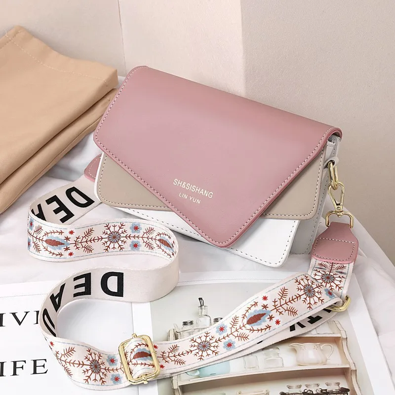 Embroidered Color Block Square Bag