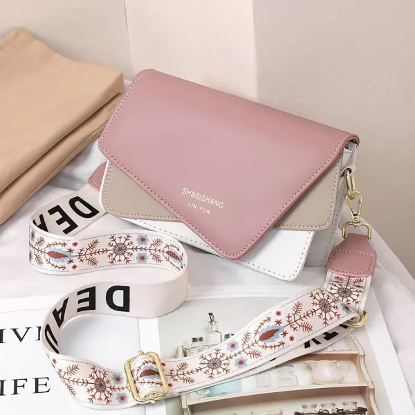 Embroidered Color Block Square Bag