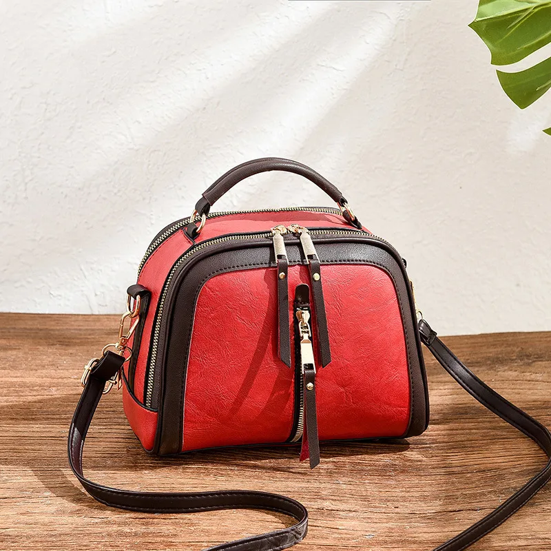 Oval PU Leather Crossbody Bag For Women With Sewing Thread Detail, Featuring Sling Strap