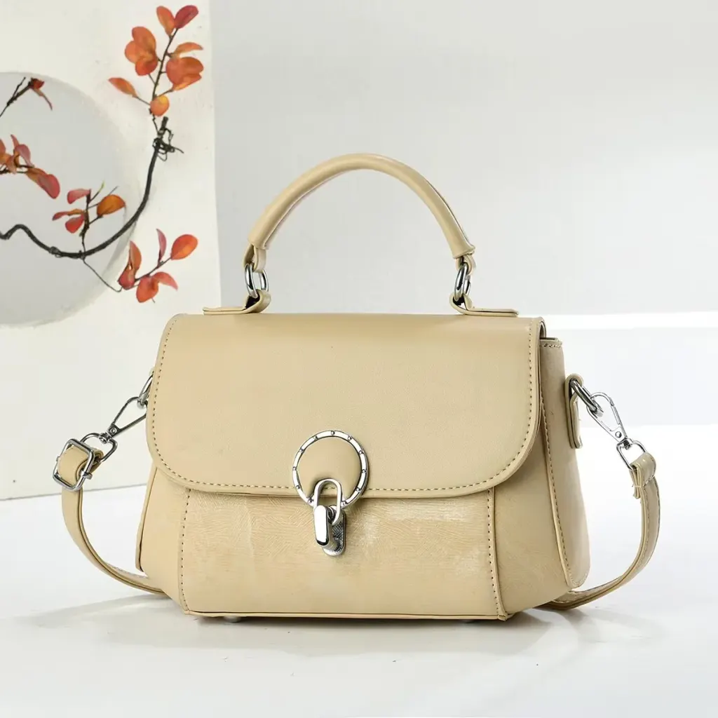 Women’s Square Splicing Shoulder Bag In PU Leather With Sewing Thread Detail And Single Shoulder Strap