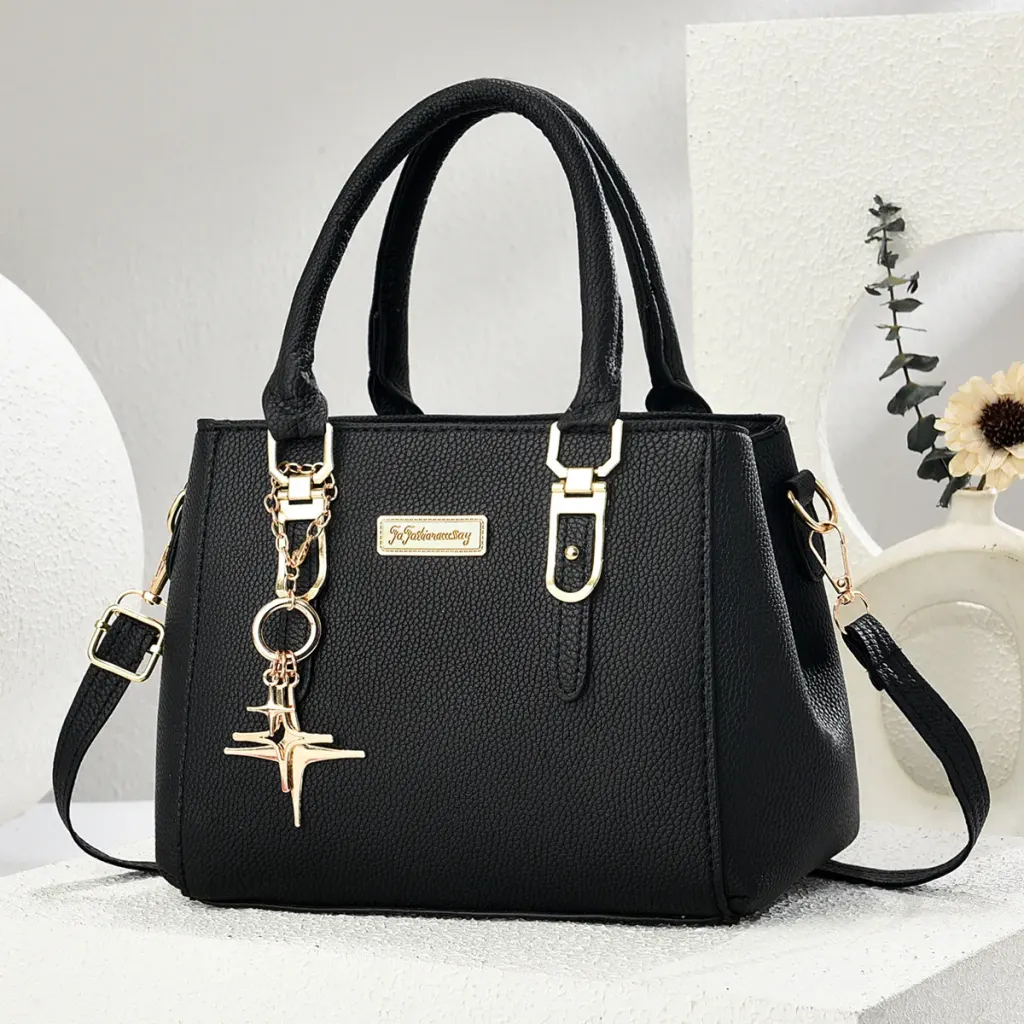 Women’s Square PU Tote Bag With Sewing Thread Detail, Single Shoulder Strap
