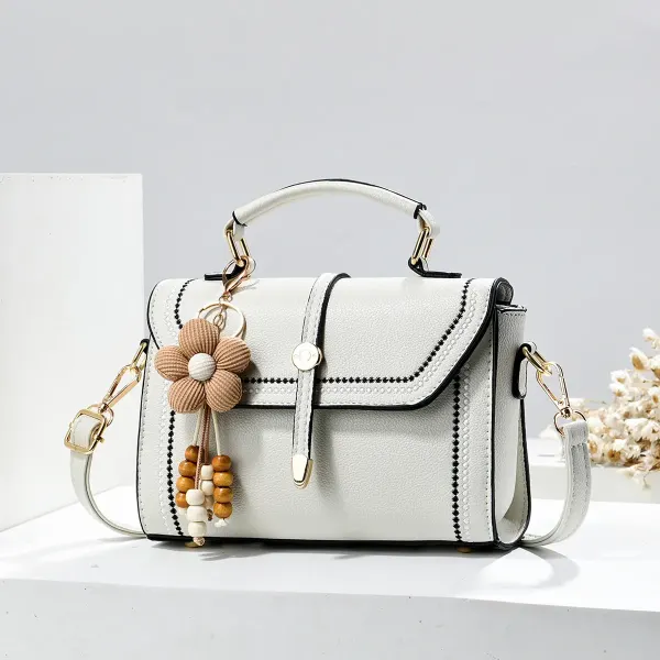 Women’s Square Bag In PU Leather Featuring Sewing Thread Design With Top Handle, Stylish Small Square Bag