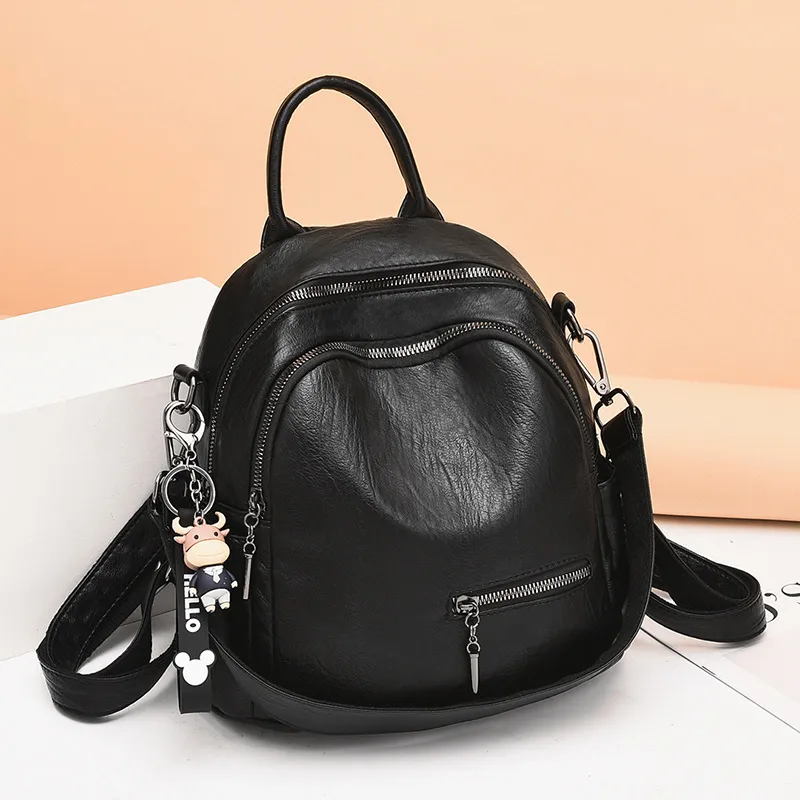 Women's Backpack Water Resistant With Sewing Thread Detail In Durable PU Material