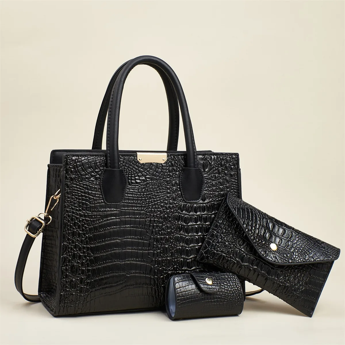 Square PU Bag Set With Stone Texture Featuring Single Shoulder Strap For Women Main image