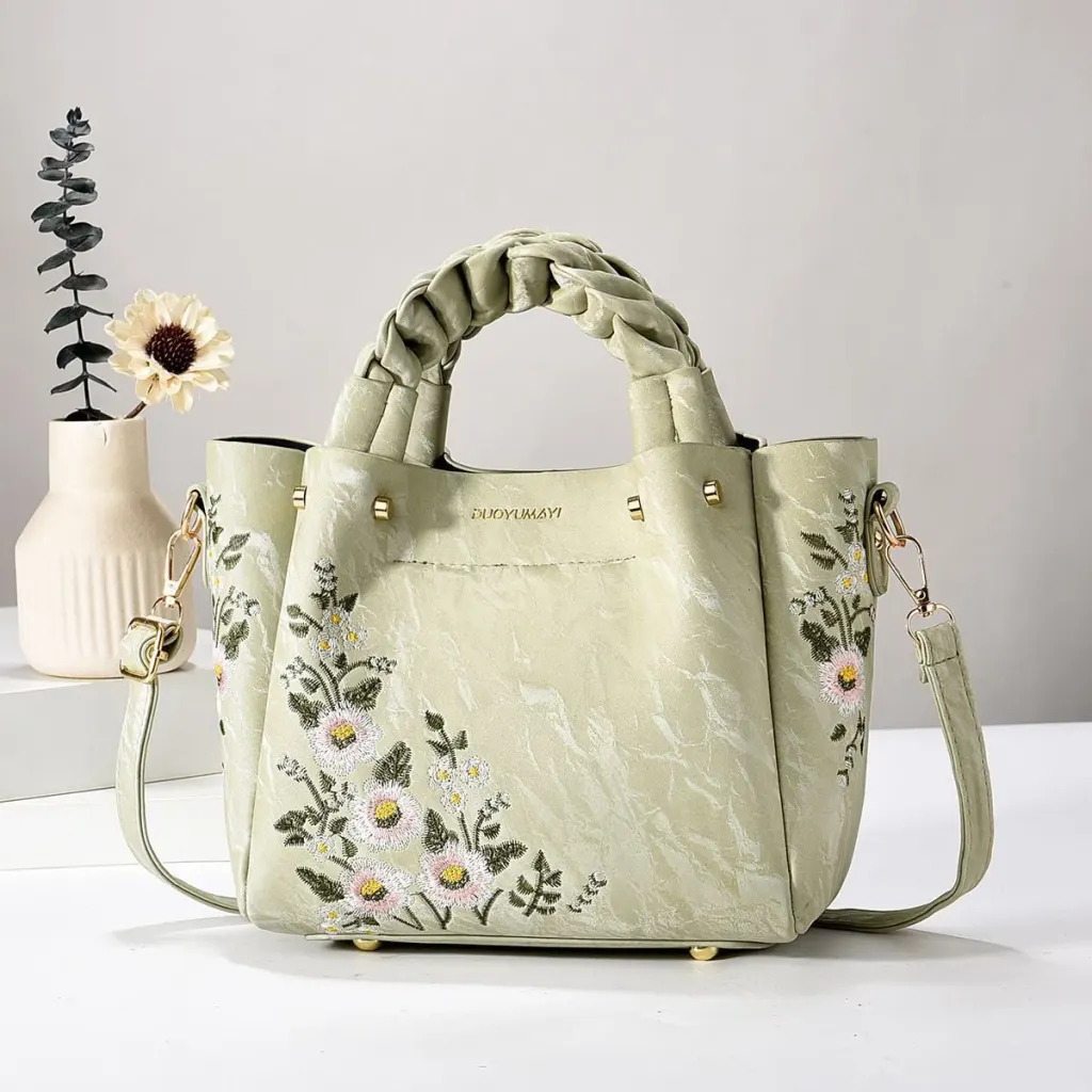 Embroidered Square Shoulder Bag