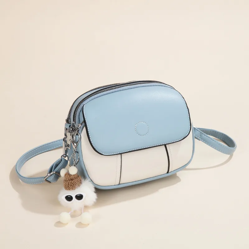 Color Block Round Shoulder Bag