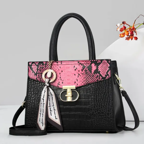 Medium Square PU Tote Bag For Women In Multicolor Streetwear Style With Zipper Closure