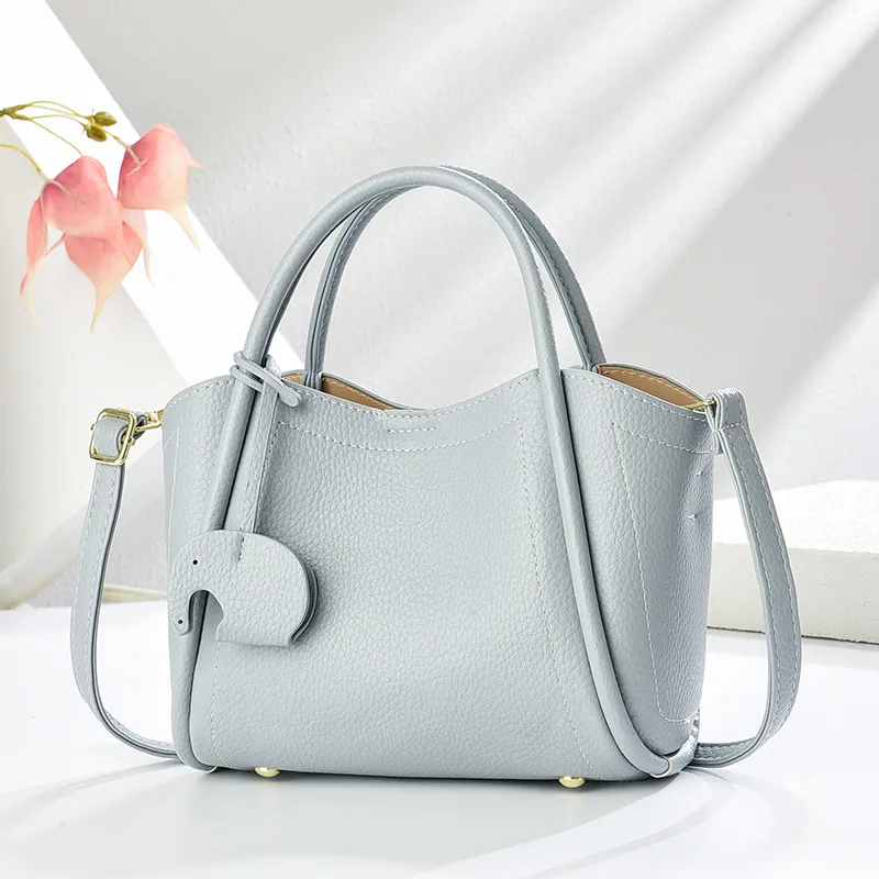 Solid Color PU Leather Bucket Handbag For Women With Top Handle, Stylish And Practical