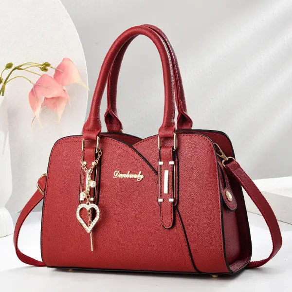 Elegant Solid Color Square PU Leather Shoulder Bag For Women With Zipper Closure