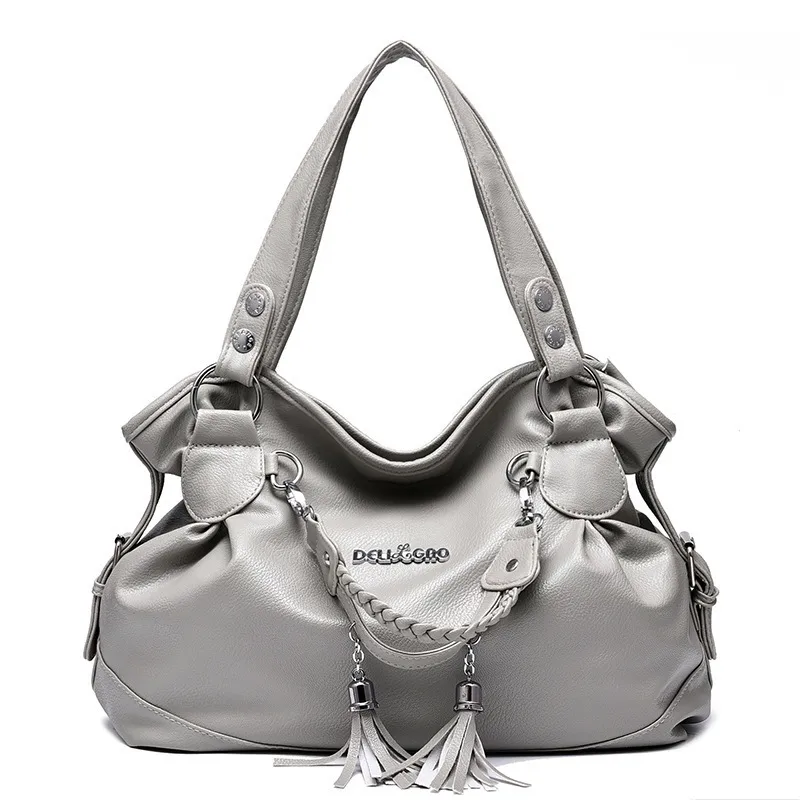 Women’s Square PU Leather Tote Bag With Tassel, Large Capacity, Featuring Single Shoulder Strap Main image