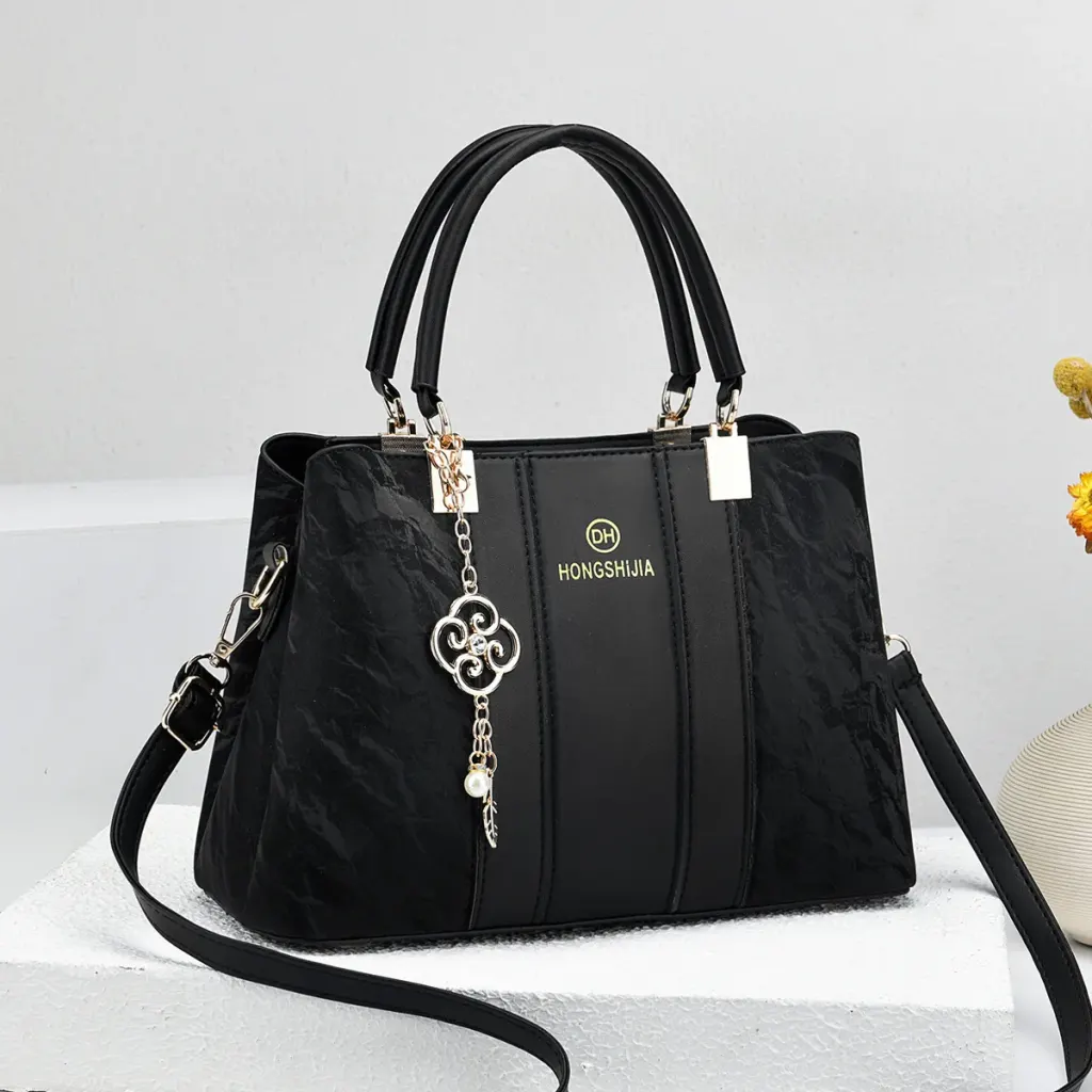 Women’s Square Splicing Handbag In PU Leather With Sewing Thread Detail, Top Handle Style For 2026 Spring And Summer