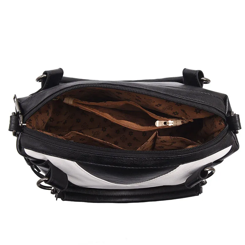 Large Plaid Soft European Style PU Leather Shoulder Bag For Women With Zipper Closure