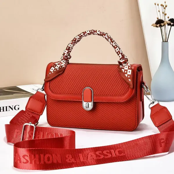 Women’s Square Splicing Shoulder Bag In Polyester Featuring Lock Detail