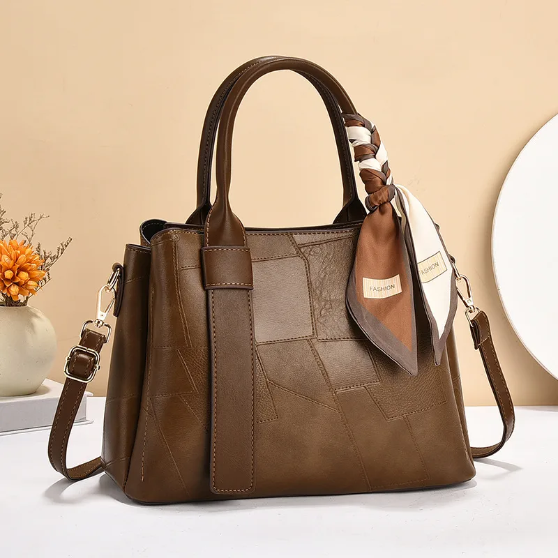Multicolor Square PU Tote Bag For Women With Single Shoulder Strap