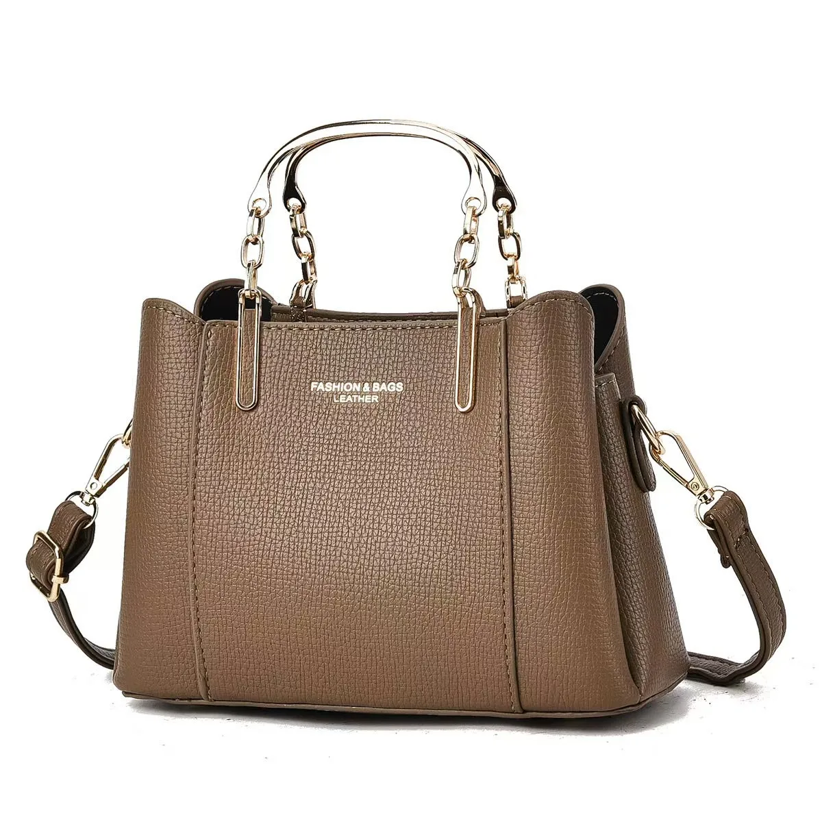 Square PU Leather Shoulder Bag For Women In Solid Color With Sewing Thread Accent And Top Handle Main image