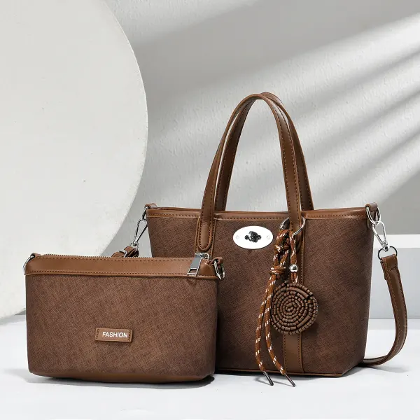 Color Block Square PU Leather Tote Bag For Women With Sewing Thread Detail And Top Handle